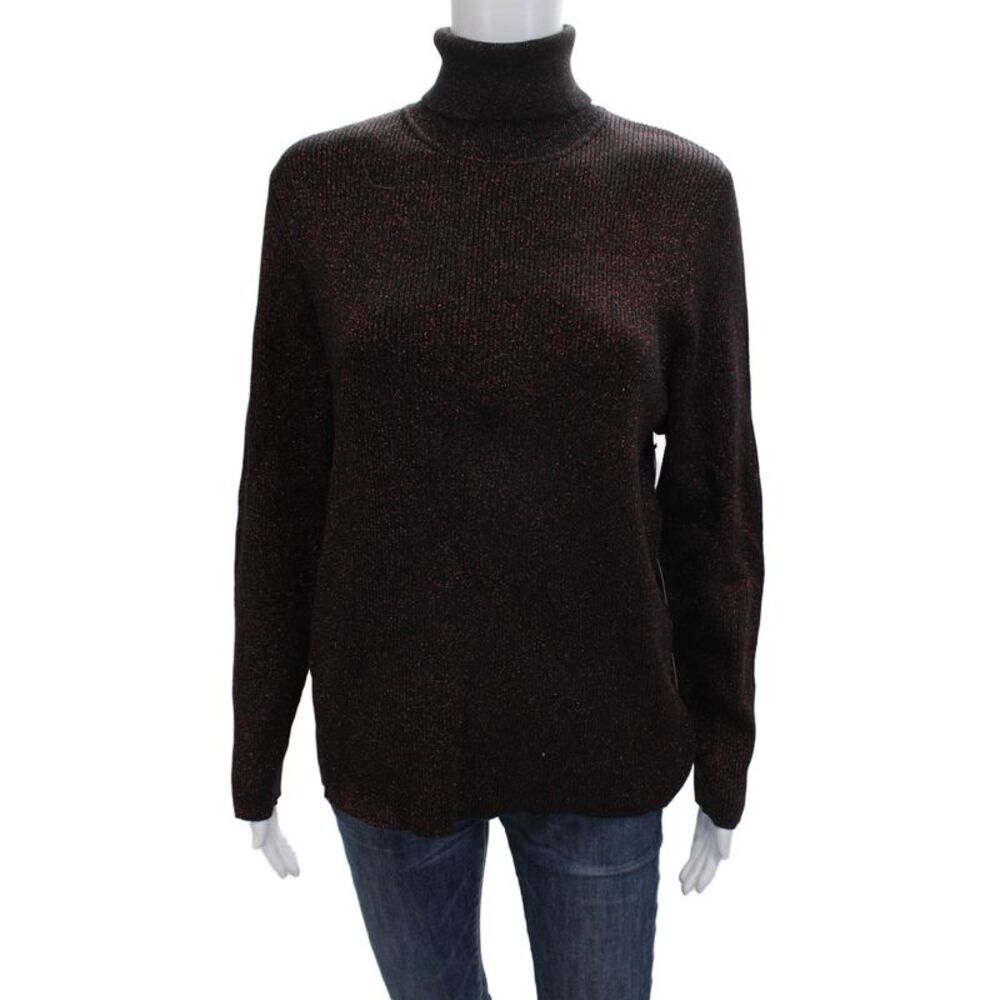 Diane Gilman Women Black Turtleneck Pullover Sweater Long Sleeve Size 1X